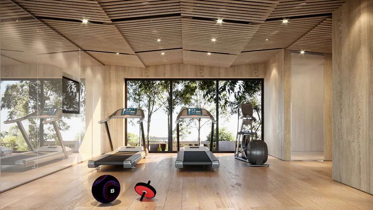 Modern gym with fitness equipment in Prosper TX