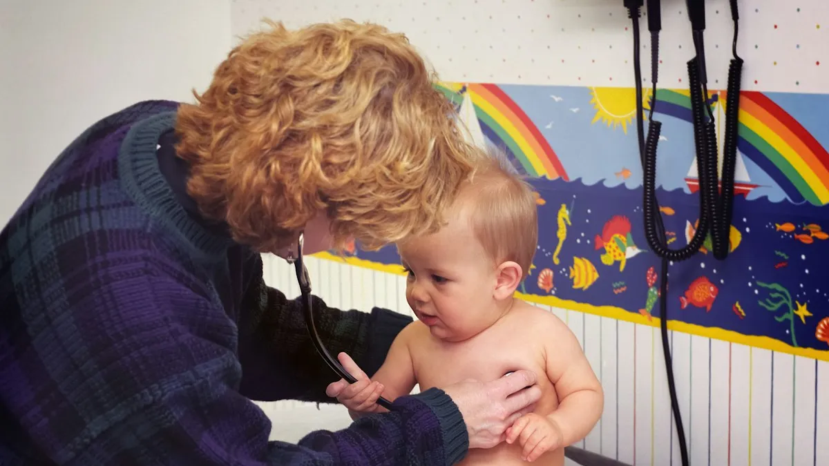 Pediatrician examining baby at Prosper TX clinic