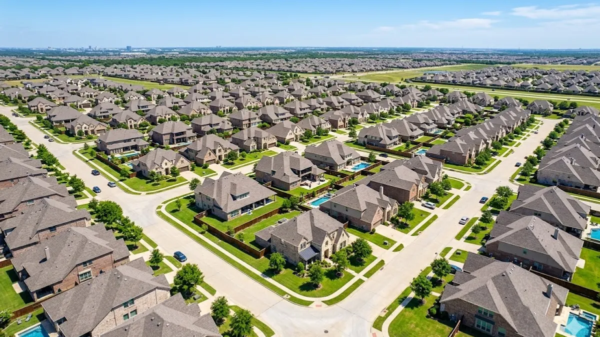 Aerial view comparing Prosper and Frisco TX neighborhoods